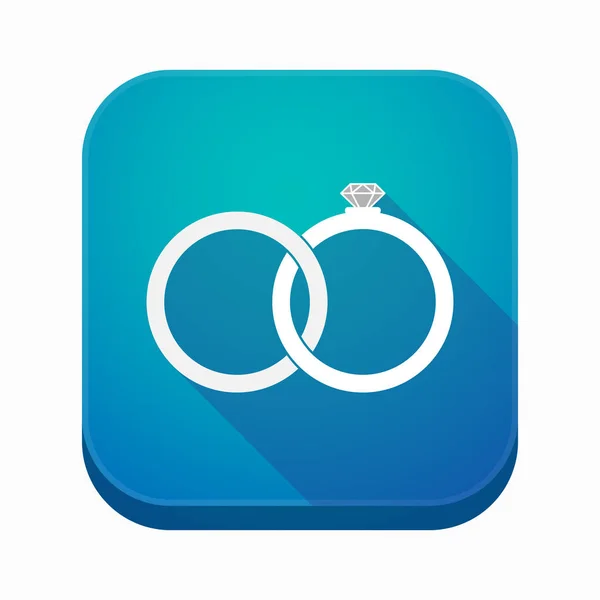 Icona app isolata con due fedi matrimoniali incollate — Vettoriale Stock