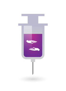 İki el veren ve alma veya dolaşmak izole şırınga