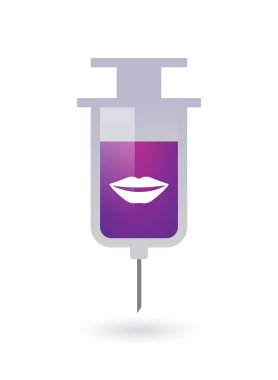 Bir kadın ağız gülümseyen izole şırınga 