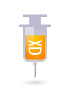 Gülen metin yüzü olan izole şırınga 