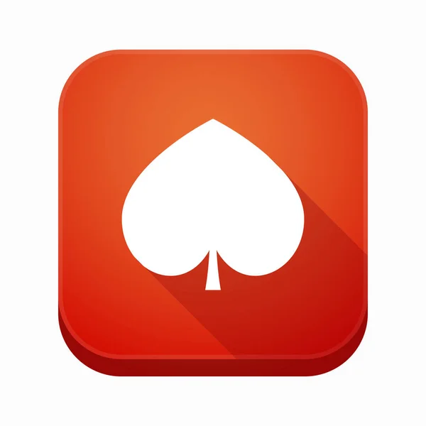 Geïsoleerde app knop met de spade poker speelkaart teken — Stockvector