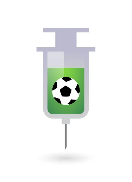 Seringue isolée avec un ballon de football — Image vectorielle