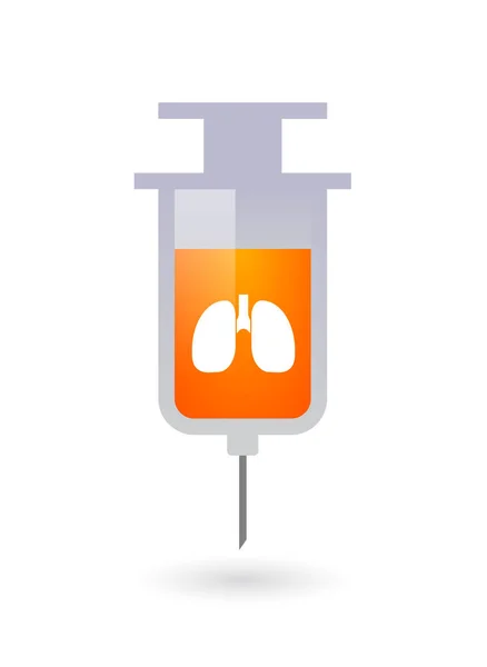 Isolated syringe with  a healthy human lung icon — Stock Vector