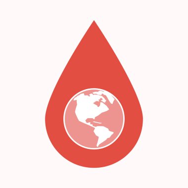 İzole kan damla bir Amerika Bölge dünya küre ile