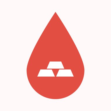 İzole kan damla ile üç altın bullions