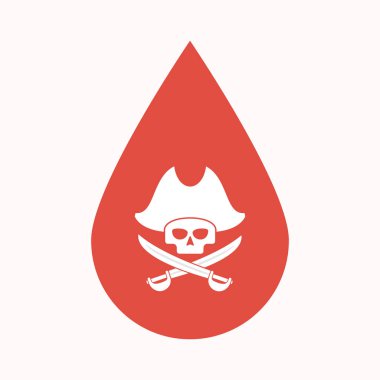 İzole kan damla bir korsan kafatası ile