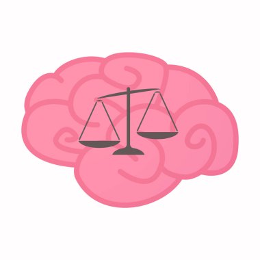 Isolated brain with  an unbalanced weight scale clipart