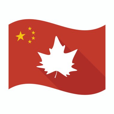 Bir sonbahar yaprak ağaç izole Çin bayrağı