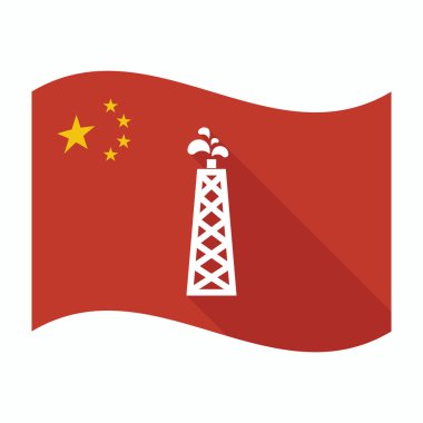 Bir petrol kulesi ile izole Çin bayrağı