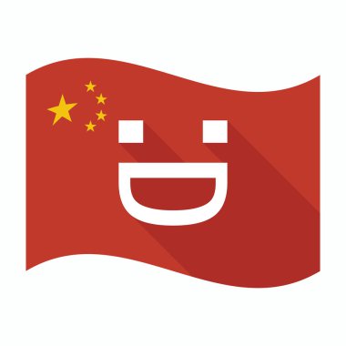 Gülen metin yüzü olan izole Çin bayrağı