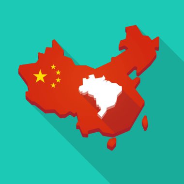 Uzun gölge Çin harita Brezilya Haritası ile