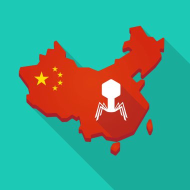 Uzun gölge Çin harita ile a virüs