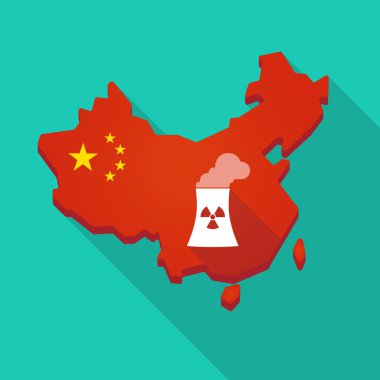 Uzun bir nükleer güç istasyonu ile Çin harita gölge