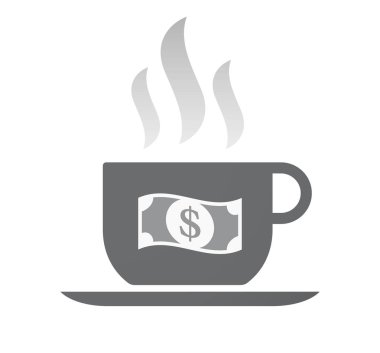 Bir dolarlık banknot ile izole kahve fincanı