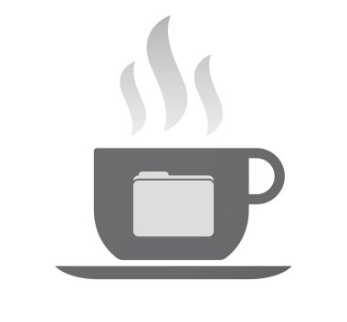 Bir klasör ile izole kahve fincanı 