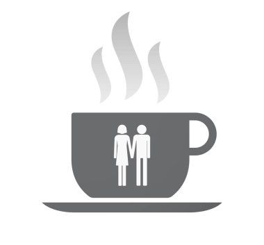 Bir heteroseksüel çift piktogram ile izole kahve fincanı
