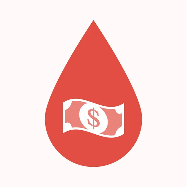 Goutte de sang isolée avec un billet de banque d'un dollar — Image vectorielle
