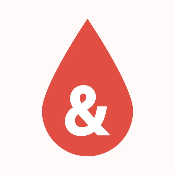 Isolated blood drop with an ampersand — Stock Vector