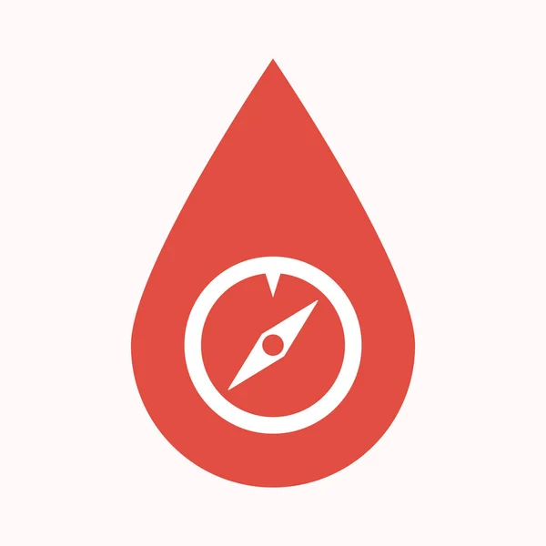 Απομονωμένη αίμα σε σταγόνα με μια πυξίδα — Διανυσματικό Αρχείο