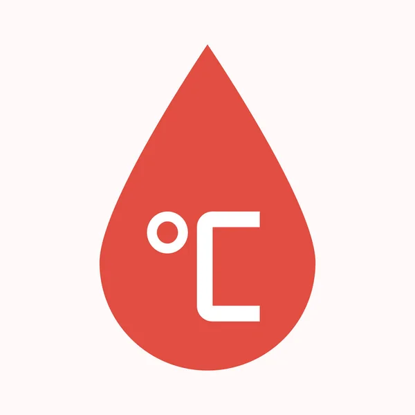 Isolated blood drop with  a celsius degree sign — Stock Vector