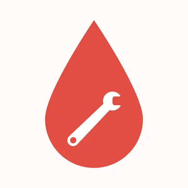 Isolated blood drop with a spanner — Stock Vector