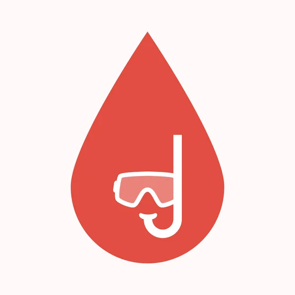 Gota de sangre aislada con gafas de buceo — Vector de stock