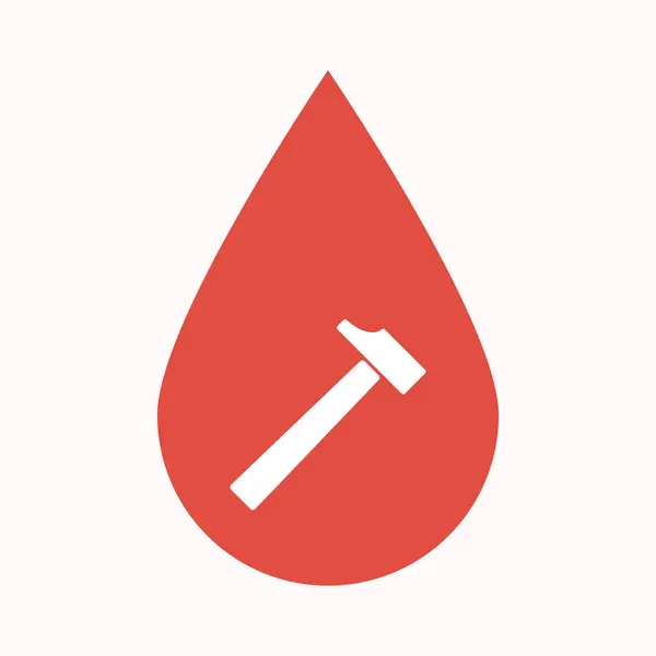 Gota de sangre aislada con un martillo — Vector de stock
