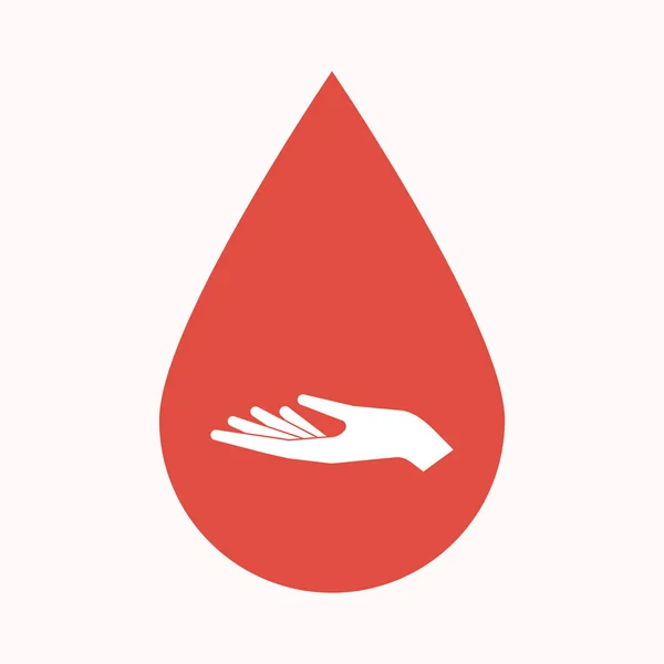 Isolated blood drop with a hand offering — Stock Vector