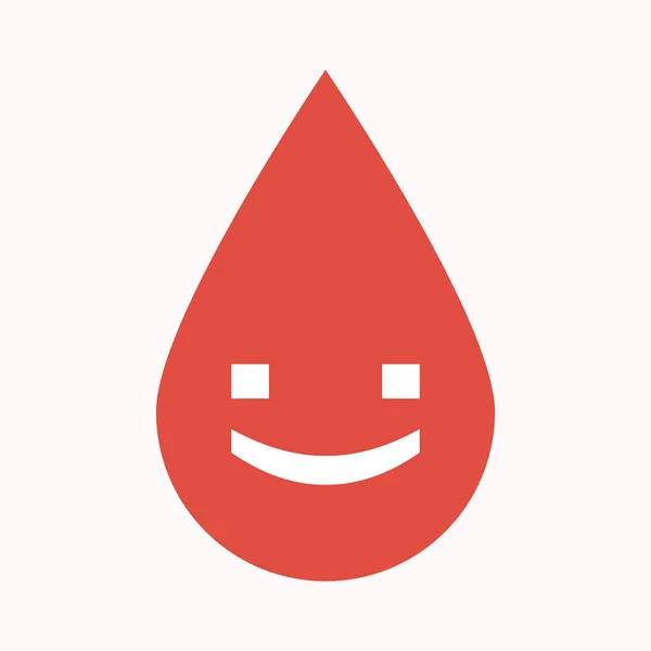 Isolated blood drop with a smile text face — Stock Vector