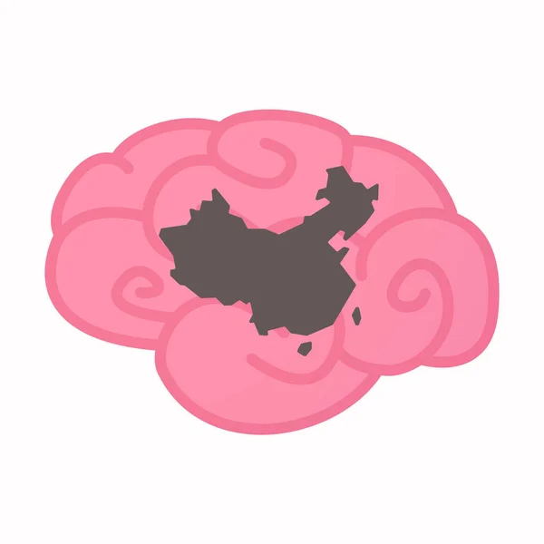 중국의 지도 함께 고립된 뇌 — 스톡 벡터