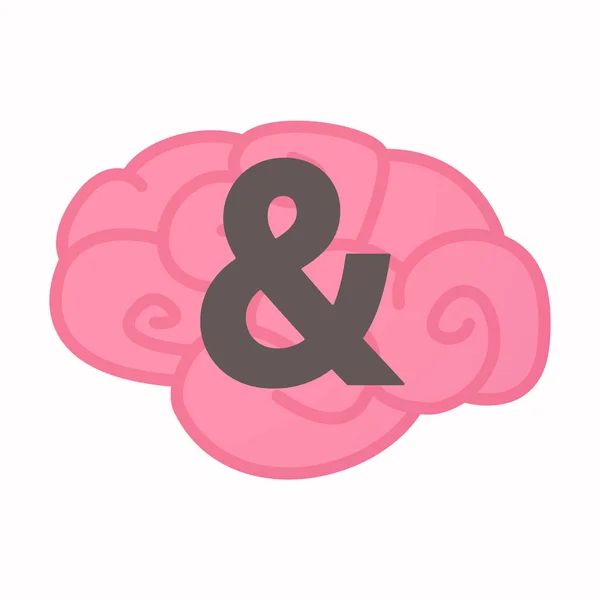 Isolated brain with an ampersand — Stock Vector