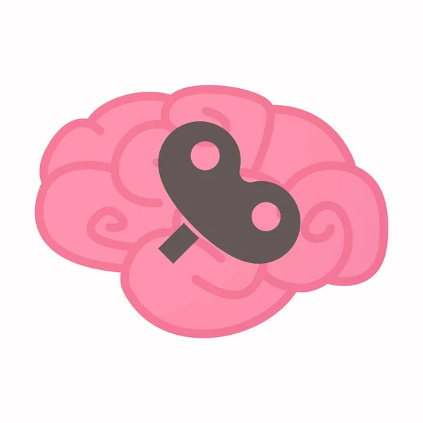 Isolated brain with a toy crank — Stock Vector