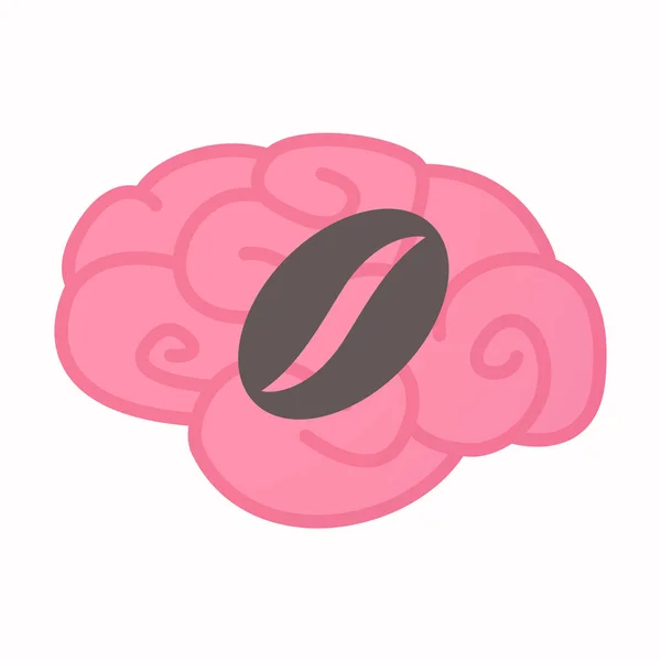 Cerebro aislado con un grano de café — Vector de stock