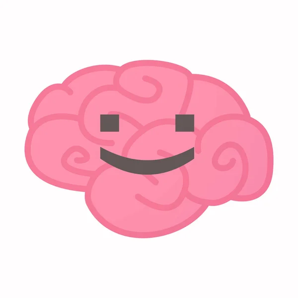 미소 텍스트 얼굴로 고립된 뇌 — 스톡 벡터