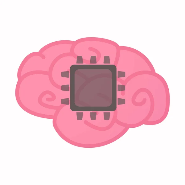 Изолированный мозг с компьютерной графикой — стоковый вектор