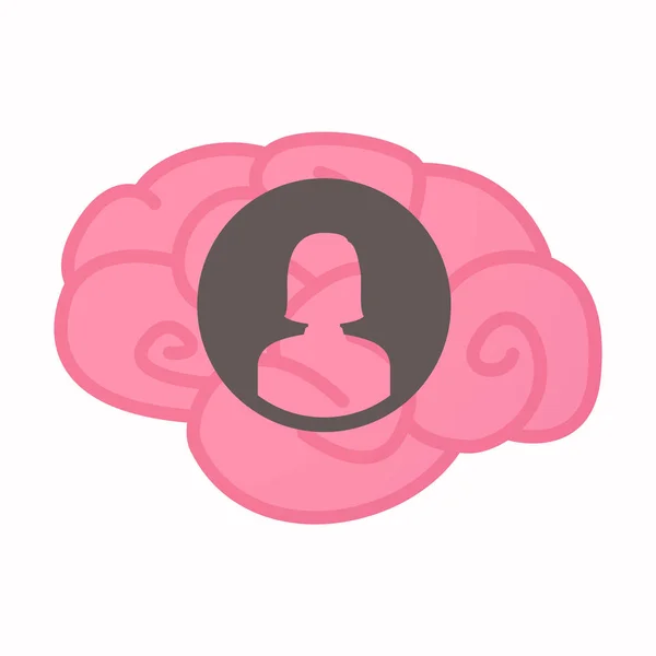 Cerebro aislado con un avatar femenino — Vector de stock