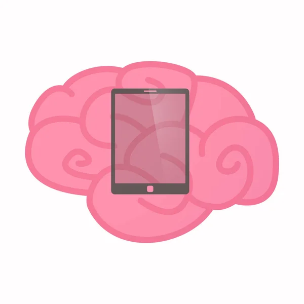 Изолированный мозг с планшетом — стоковый вектор