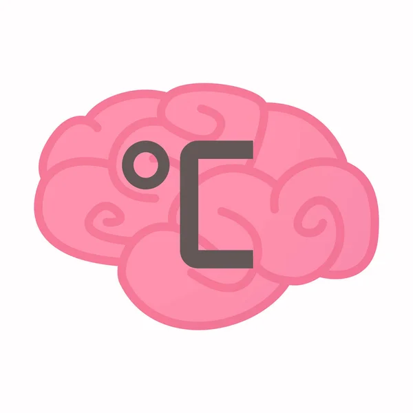 Cerebro aislado con un signo de grado celsius — Vector de stock