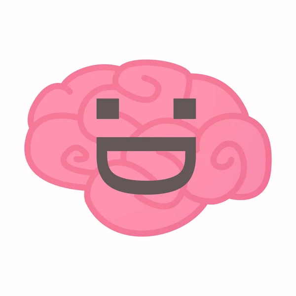 Cerebro aislado con una cara de texto risueño — Vector de stock