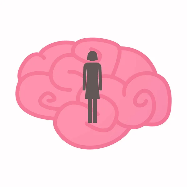 Cerebro aislado con pictograma femenino — Vector de stock