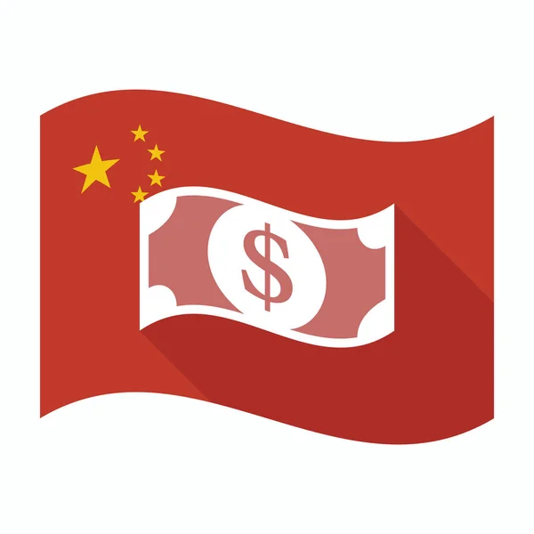 Drapeau isolé de Chine avec un billet de banque en dollar — Image vectorielle