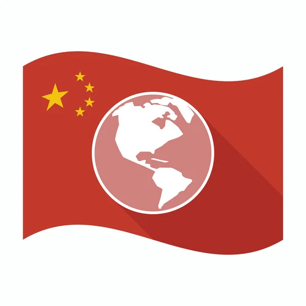 Geïsoleerde China vlag met een Amerika regio wereldbol — Stockvector