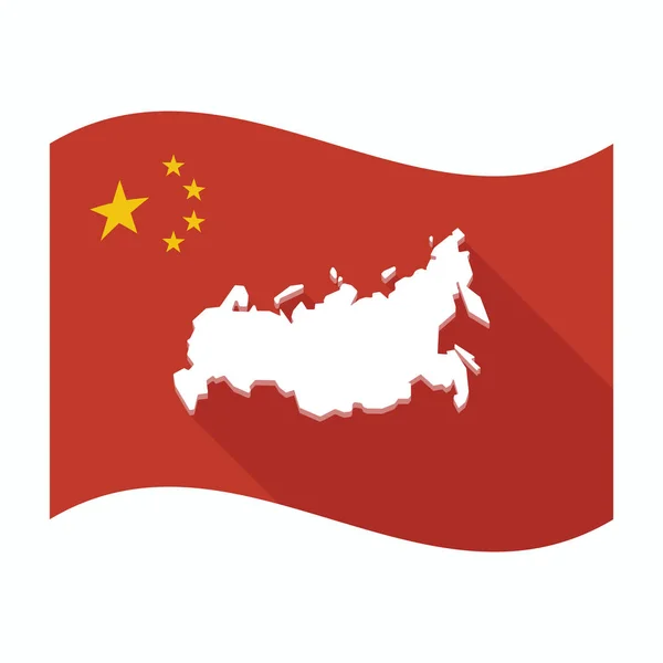 Geïsoleerde China vlag met een kaart van Rusland — Stockvector