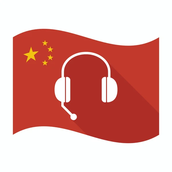 Isolierte China-Flagge mit einem Freisprechtelefon — Stockvektor