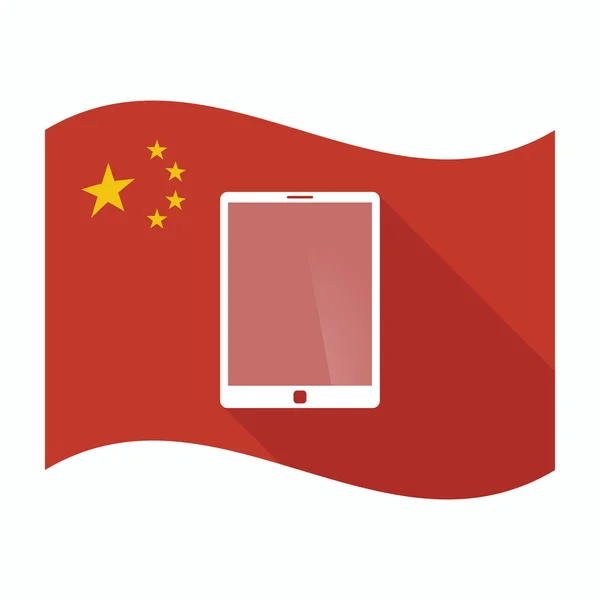 Geïsoleerde China vlag met een tabletcomputer — Stockvector