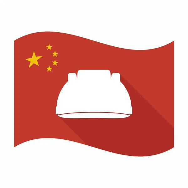 Bir iş kask ile izole Çin bayrağı — Stok Vektör