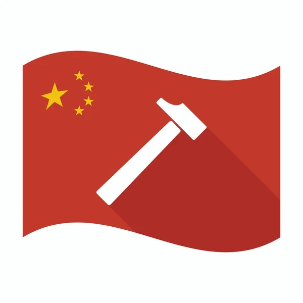Na białym tle flaga Chin z młotkiem — Wektor stockowy