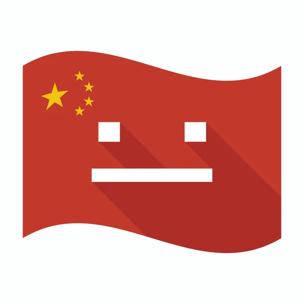 Isolated China flag with a emotionless text face — Stock Vector