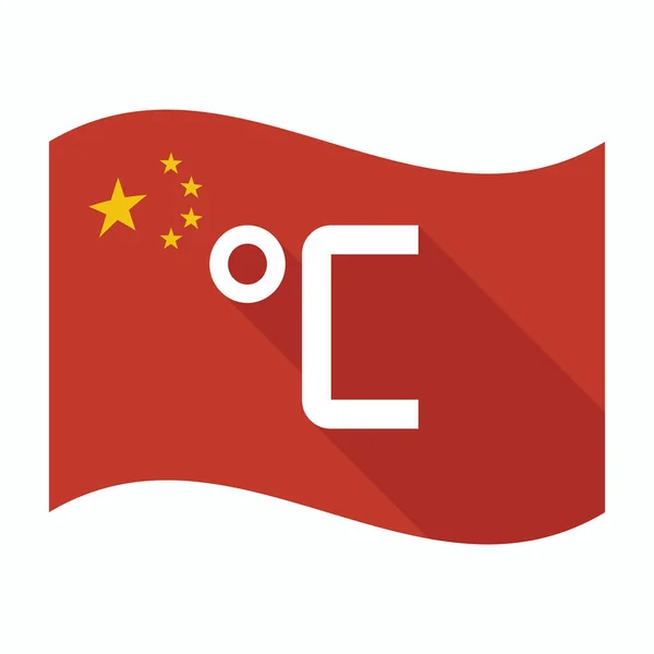 以摄氏度符号的孤立的中国国旗。 — 图库矢量图片