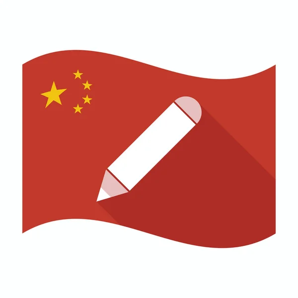 用一支铅笔的孤立的中国国旗。 — 图库矢量图片